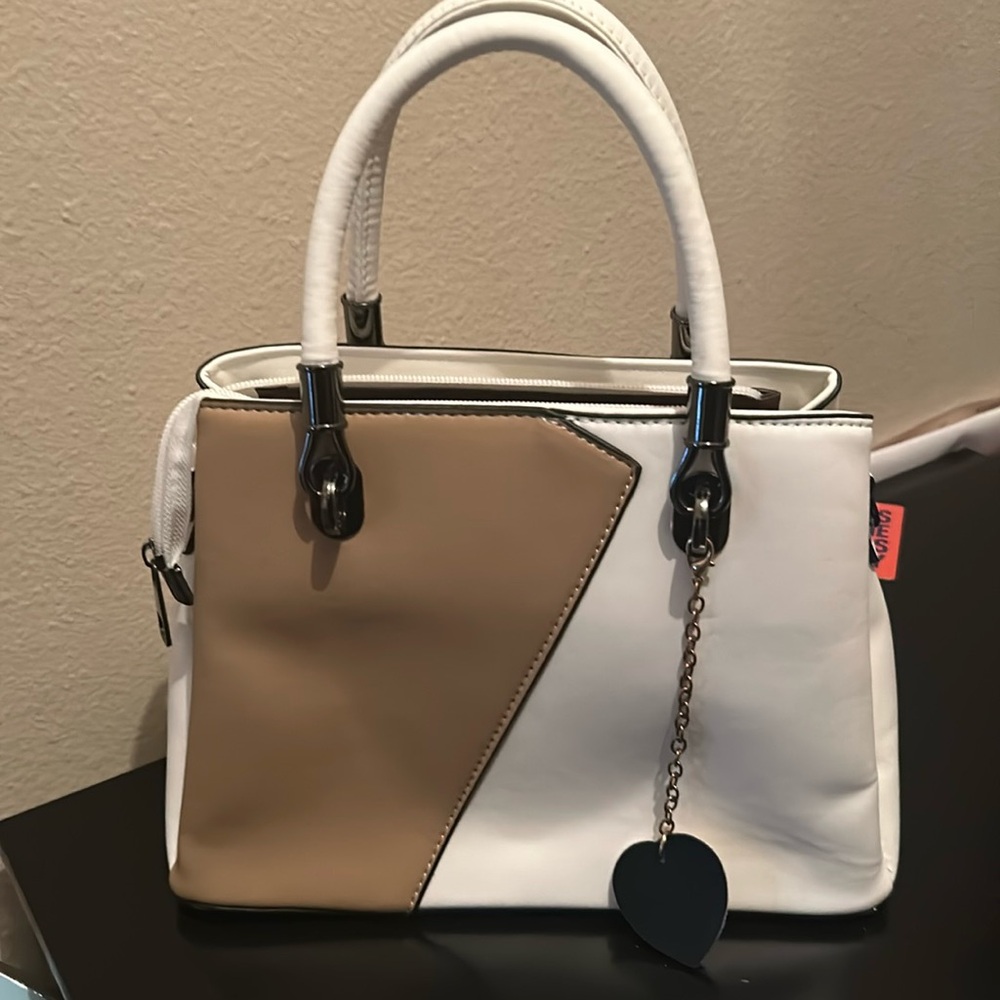 A nice white and tan handbag